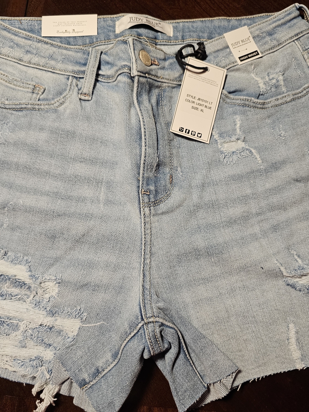 Judy Blue Light Blue Distressed Women's Denim Shorts